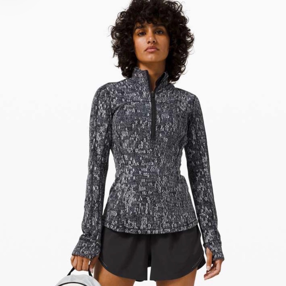 Lululemon Run Briskly 1/2 Zip Eventide Jacquard Black Alpine white 2